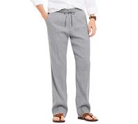 COOFANDY Pantalon pour Hommes Pantalon en Lin avec Cordon de Ralliement Pantalon Décontracté Taille Elastique Pantalon Décontracté Pantalon d'Eté Gris XXL