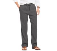 COOFANDY Pantalon pour Hommes Pantalon en Lin avec Cordon de Ralliement Pantalon Décontracté Taille Elastique Pantalon Décontracté Pantalon d'Eté Gris Foncé S