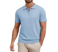 COOFANDY Polo à manches courtes pour homme avec fermeture éclair - Pour l'été - En tricot - Pour le golf