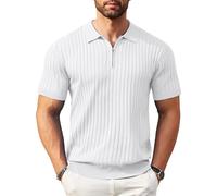 COOFANDY Polo Homme à Fermeture Éclair Manches Courtes Été Maille Tricotée Extensible Style Golf Décontracté