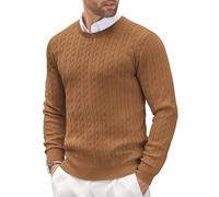 COOFANDY Pull Col Rond pour Homme Léger Décontracté et à Maille Fine avec Motif Texturé Pull Braun XXL