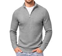 COOFANDY Pull Homme Col Demi-Zip Hiver Chaud en Maille Tricotée Haut à Manches Longues et Col Montant Style Casual ou Travail Texturé
