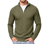 COOFANDY Pull Homme Col Demi-Zip Hiver Chaud en Maille Tricotée Haut à Manches Longues et Col Montant Style Casual ou Travail Texturé