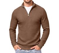 COOFANDY Pull Homme Col Demi-Zip Hiver Chaud en Maille Tricotée Haut à Manches Longues et Col Montant Style Casual ou Travail Texturé