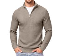 COOFANDY Pull Homme Col Demi-Zip Hiver Chaud en Maille Tricotée Haut à Manches Longues et Col Montant Style Casual ou Travail Texturé
