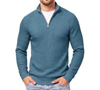 COOFANDY Pull Homme Col Demi-Zip Hiver Chaud en Maille Tricotée Haut à Manches Longues et Col Montant Style Casual ou Travail Texturé