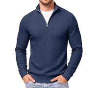 COOFANDY Pull Homme Col Demi-Zip Hiver Chaud en Maille Tricotée Haut à Manches Longues et Col Montant Style Casual ou Travail Texturé