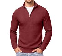 COOFANDY Pull Homme Col Demi-Zip Hiver Chaud en Maille Tricotée Haut à Manches Longues et Col Montant Style Casual ou Travail Texturé