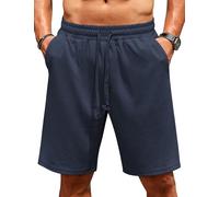 COOFANDY Short de Sport Homme Taille Elastique Jogging Shorts Trail Short Basket Short Court de Couleur Unie Bleu Marine M