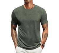 COOFANDY T-Shirts pour Hommes Été T Shirt Col Rond Tshirt Unicolore Basic Tshirts Casual T Shirts à Manches Courtes sous-T-Shirt Vert Armée M