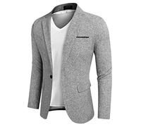 COOFANDY Veste décontractée pour Homme Blazer Paisley Jackets Retro Suit Jacquard Floral Print One Button Stylish Coats Chic Tuxedo Dinner Jacket, 2 - Gris Clair, L