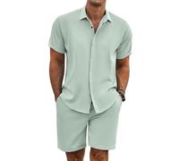 COOFANDY Vêtement de plage d'été pour homme - 2 pièces - T-shirt à manches courtes et short - Texture de vacances - Ensemble débardeur pour homme