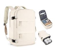 coofay Beige Travel Backpack For Women Men Airline Approved Personal Item Carry On Flight Approved Waterproof Backpack For Traveling On Airplane Weekender Travel Bag