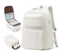 Coofay Sac à dos sous vide - Bagage à main pour avion - Sac de voyage avec système sous vide - Sac à dos de voyage sous vide pour Easyjet - Bagage à main 45 x 36 x 20 cm, Beige, Vakuum-Rucksack