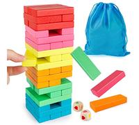 Coogam Blocs en Bois Jeu D'empilement avec Sac De Rangement | Coloré Équilibrage Puzzles Jouets d'apprentissage Éducatif Tri Famille Jeux Montessori Jouets Cadeaux