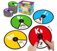 Coogam Carte rotative interactive pour enfants, jeux éducatifs de l'alphabet ABC, cartes d'écran de couleur à motifs, cadeau jouet Montessori pour enfants d'âge préscolaire âgés de 3 à 4 à 5 ans