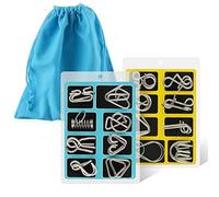 Coogam Casse-tête métallique Wire Set de 16, Casse-tête IQ Test Disentanglement Puzzles Jeu Magic Toy Trick pour Enfants et Adultes Challenge