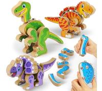 Coogam Construisez Vos Propres Jouets Dinosaures à emboîter Ensemble - Jouet de Construction de Dinosaures en Bois - Jouet de Construction motrice Fine Montessoi - Cadeau pour Enfants de 3, 4, 5 Ans