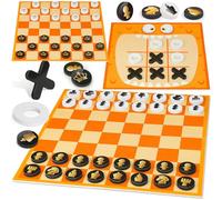 Coogam Ensemble d'échecs portable 3 en 1, jeu de planche de voyage avec tapis de jeu, jeu d'activités familiales vintage, cadeau pour enfants et adultes