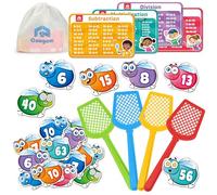 Coogam Jeu de calcul mathématique, apprentissage des opérations mathématiques, apprendre à frapper des cartes à mouches, exercices de plus et de moins, multiplication et division, adapté pour les