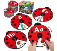 Coogam Jouet d'apprentissage interactif ABC, rotation lettres, mots à vue, cartes coccinelles, cadeau éducatif Montessori pour bébés 3-5 ans