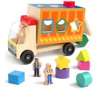 Coogam Jouet de classification en bois avec 2 figurines de jeu, cadeau d'étape pour bébé pour un apprentissage des mouvements fins, convient pour les enfants de 2, 3, 4 ans