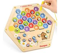 Coogam Magnétique Alphabet Maze Board Lettres ABC en Bois Puzzle Assorti Motricité Fine Montessori Apprentissage Éducatif Jouet Jeu pour Enfants de 3 4 5 Ans