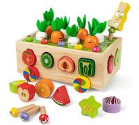 Coogam Montessori Jouets de motricité Fine pour bébé Tout-Petit | trieur de Formes en Bois Jeu de récolte de Carottes, Jouet éducatif d'apprentissage préscolaire pour 2 3 4 Ans