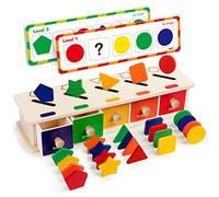 Coogam Montessori Toys Boîte de tri géométrique en bois pour apprentissage précoce Jouet éducatif Cadeau pour les tout-petits de 3, 4, 5 ans