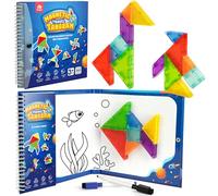 Coogam Puzzle de voyage magnétique Tangram, Road Trip Tango Puzzle à motif Blocs en forme de bloc Puzzle Livres avec 360 défis Jouet éducatif Cadeau pour enfants et adultes