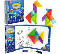 Coogam Puzzle Tangram de voyage magnétique, puzzle tango, voyage sur route | Motif blocs de puzzle en forme de livres avec défis à 360 degrés, jouet éducatif, cadeau pour enfants et adultes