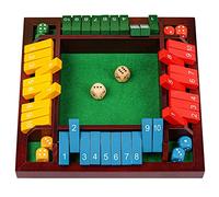 Coogam Shut The Box Jeu de dés Planche en Bois Jeu de nombres mathématiques Famille Pub Bar 1-4 Joueurs avec 10 dés colorés pour Adultes Enfants 3 4 5
