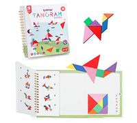 Coogam Travel Tangram Puzzle avec 3 Jeux de Tangram magnétique - Road Trip Tangoes Formes de Puzzle Jeux de Dissection avec Solution