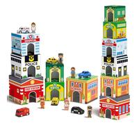 Coogam Trier et empiler les tout-petits avec voitures de nid, boîtes à blocs empilables pour enfants, aide à l'apprentissage de la communauté, éducation préscolaire, jouet Montessori cadeau pour 2, 3