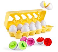 Coogam Œufs Assortis 12 pièces Couleur et Forme Reconnaissance Trieur Puzzle pour Jeu de Bingo de Voyage de Pâques Early Learning Educational Motricité Fine Montessori Cadeau