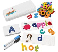 Coogam Voir l'orthographe Jouet d'apprentissage, Correspondant Cartes Flash Lettres en Bois Couleur ABC Alphabet Jeux Montessori préscolaire Apprentissage précoce Cadeau éducatif