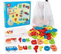 Coogam Voir Orthographe Jouet d'apprentissage en Bois ABC Alphabet Flash Cartes Correspondant Forme Lettre Jeux Montessori Préscolaire Tige Jouets Éducatifs Cadeau pour Tout-Petits Enfants
