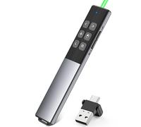 Coogamefly Présentateur de souris USB C, 2 en 1 USB et Type-C avec Hyperlink/contrôle du volume/plein écran/image noire, télécommande sans fil 2,4 G pour Windows/Linux/Android