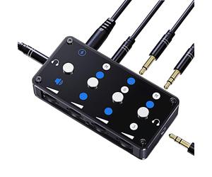 Cooidea Mini Table de Mixage 3 Canaux, Mixeur Audio Ligne Stéréo/Mono avec Zéro Latence & Faible Bruit, Mélangeur Portable (L/C/R Panning, USB) in ble 3,5mm & Adaptateur 6,35mm pour PC, Podcast