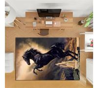 Cooiiye Tapis de Salon Moderne 40x60 cm,Tapis Antidérapant Chambre à Coucher,Tapis Salon Lavable,Grand Tapis Salle a Manger,Moquette Chambre,Descente de Lit,Couloir(Paysage du Cheval Noir)