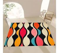 Cooiiye Tapis Salon 40x60 cm Lavable Tapis Salon,Grand Tapis Chambre Dos Antidérapant, Tapis Moderne et élégant pour Salon, l'entrée, Chambre, Cuisine(Rayures Noires)