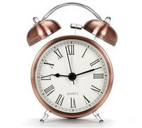 Cooja Vintage Retro Réveil de Voyage Silencieux sans Tic Tac, Analogique Quartz Horloge à Double Cloche avec Alarme Fort, Reveil Matin à Piles pour Enfant Kid Sleep (3 Pouces)