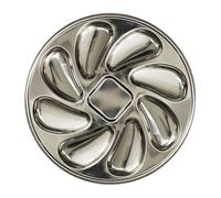 COOK CONCEPT Assiette à Huîtres 8 Compartiments en INOX Fruits de Mer Gris