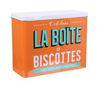 COOK CONCEPT Boite De Conservation Ma Boite A Biscottes Cuisine Conservation Boite Metal Contenant Tin Box, METAL - FER, Vert-Orange-Blanc, 23.50 x 11.00 x 18.20