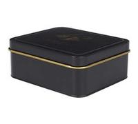 COOK CONCEPT, BT6820, Boîte en métal élégante pour dosettes de thé, Design Chic et Pratique, hermétique pour Une Conservation optimale, idéale pour Divers rangements, 15x10 cm, Noir et doré