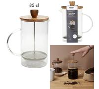 COOK CONCEPT Cafetière à piston en verre et acacia, 85 cl