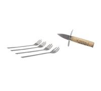 Cook Concept – Coffret à huîtres KU6545 – 1 couteau + 4 fourchettes inox, bois et acier