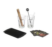 COOK CONCEPT Coffret Mojito Complet Verres Pilon Bac à Glace Recettes | Coffret cocktail, 2 verres 30 cl, pilon bois, touilleurs pailles, bac à glace silicone, fiches recettes, mojito, cadeau