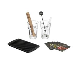 COOK CONCEPT Coffret Mojito Complet Verres Pilon Bac à Glace Recettes | Coffret cocktail, 2 verres 30 cl, pilon bois, touilleurs pailles, bac à glace silicone, fiches recettes, mojito, cadeau