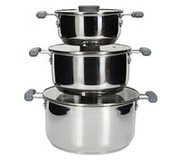 COOK CONCEPT Ensemble de Cuisson en Inox 3 Pièces Induction Argenté | Inox, ensemble de cuisson 3 pièces, poêle et casserole, compatible induction, rangement facile, polyvalent, argenté